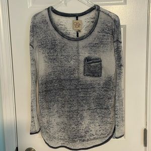 Chaser Navy Burnout Long Sleeve Top